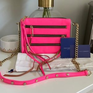 Rebecca Minkoff Mini Zip Crossbody Neon Pink